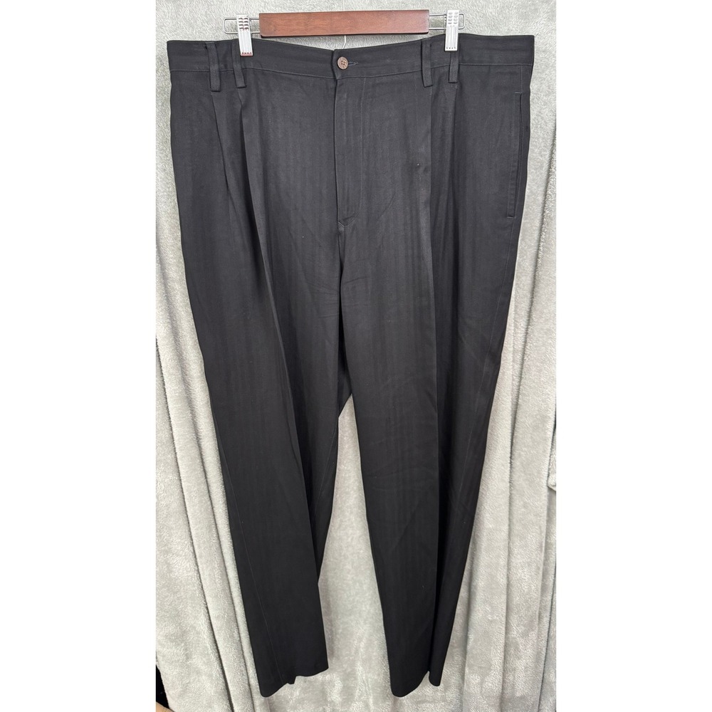 Tommy Bahama Mens Silk Herringbone Pleated Dress Pants Black Size 40x32